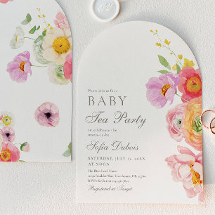 Elegant Floral Baby Shower Tea Party Invitation
