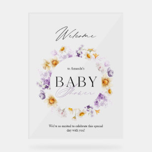 Elegant Floral Baby Shower Welcome Sign