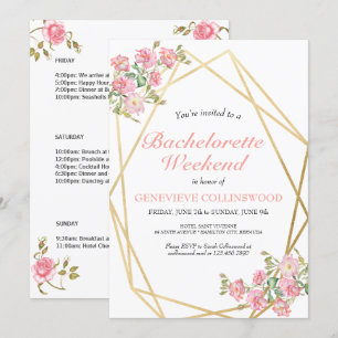 Elegant Floral Bachelorette Weekend Itinerary Invitation