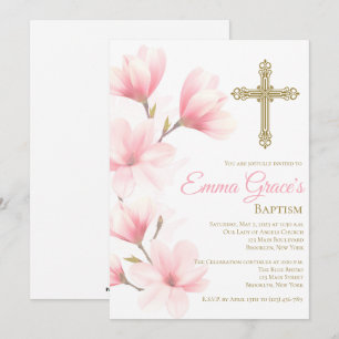 Elegant Floral Baptism Christening Invitation