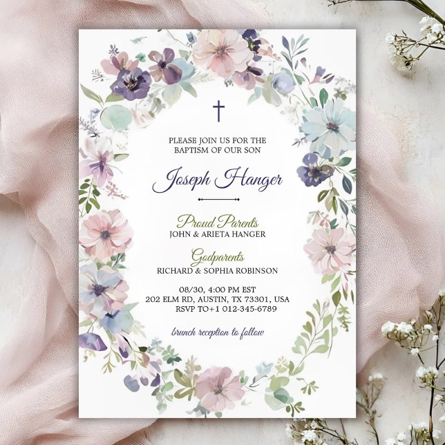 Elegant floral baptism Invitation  (Creator Uploaded)