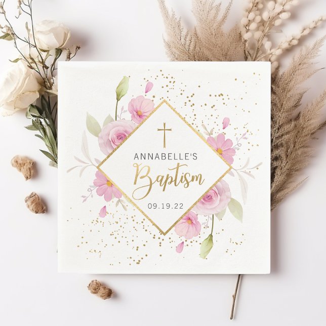 Elegant Floral Baptism Napkin (Creator Uploaded)