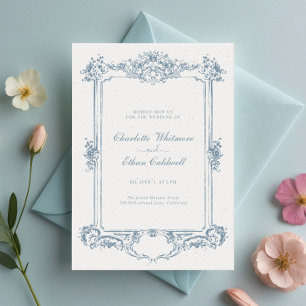 Elegant Floral Baroque Ornament Frame Wedding Invitation