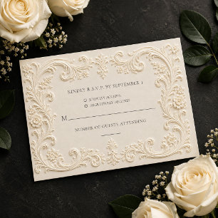 Elegant Floral Baroque Wedding RSVP Card