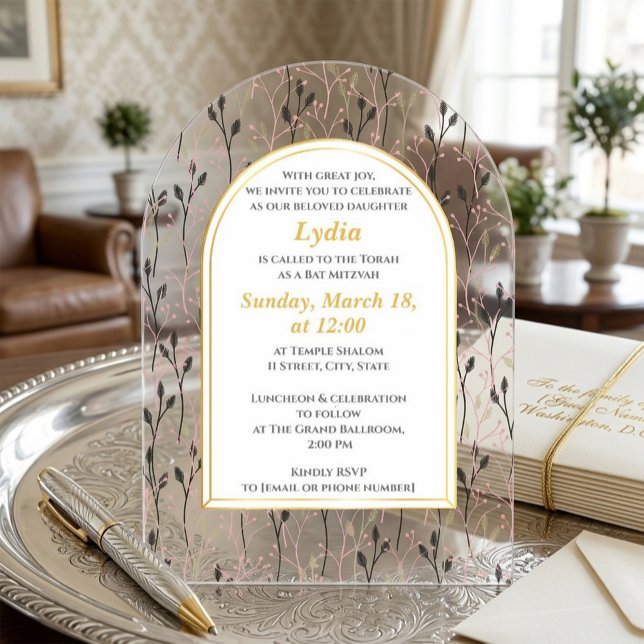 Elegant Floral Bat Mitzvah Invitation (Creator Uploaded)