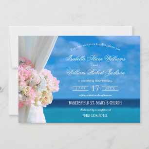 Elegant Floral Beach Summer Wedding Celebration Invitation