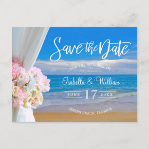 Elegant Floral Beach Summer Wedding Save the Date Announcement Postcard
