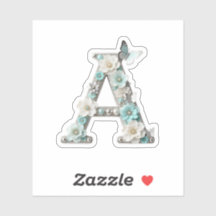 Elegant Floral Beaded Your Monogram Vinyl Stickers