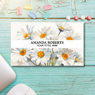 Elegant Floral Beautiful White Daisy Business Card