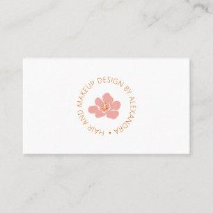 Elegant Floral Beauty Logo Soft Blue Pink Feminine Business Card