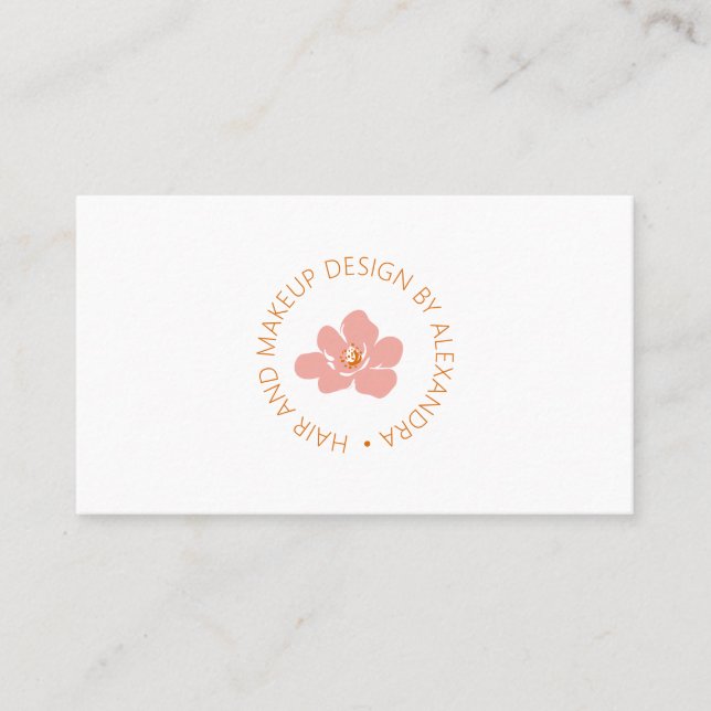 Elegant Floral Beauty Logo Soft Blue Pink Feminine Business Card (Front)
