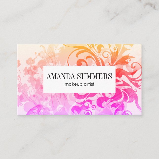 Elegant Floral Beauty Salon Business Card (Front)