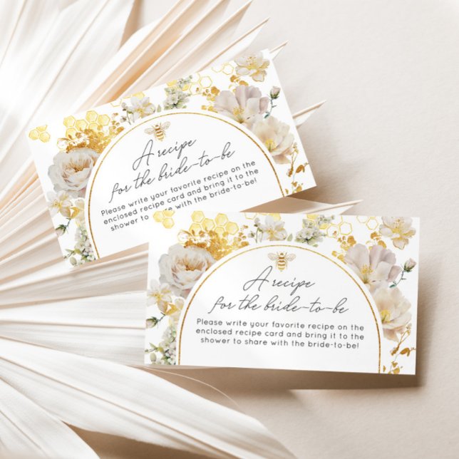 Elegant floral bee Recipe for the bride to be Enclosure Card (Creator Uploaded)