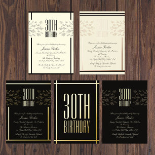 Elegant Floral Beige Minimal Birthday Invitation