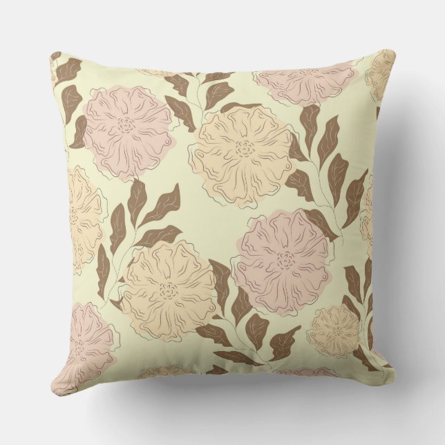 Elegant Floral Beige Pattern Cushion (Back)