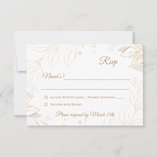 Elegant Floral Beige Response Card (Front)