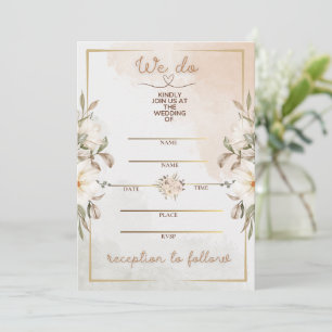 Elegant Floral Beige Watercolor Minimal Gold Frame Invitation