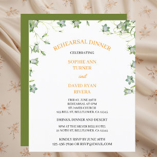 Elegant Floral Bellflower Budget Rehearsal Dinner Flyer