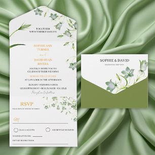 Elegant Floral Bellflower Seal an Send Wedding All In One Invitation
