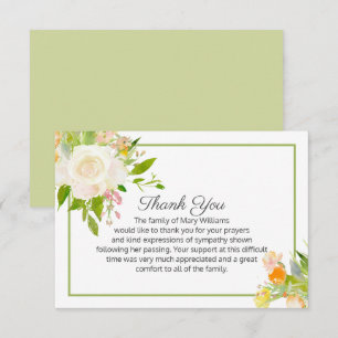 Elegant Floral Bereavement Funeral Thank You Card