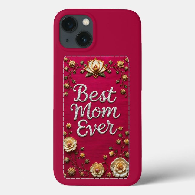 Elegant Floral Best Mum Ever iPhone Case (Back)