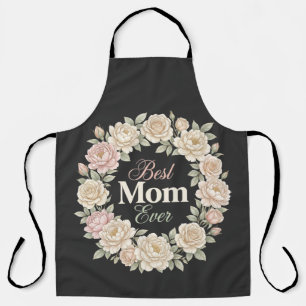 Elegant Floral Best Mum Ever Wreath Apron
