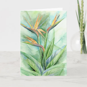 Elegant Floral Birds Of Paradise Flower Painting Card