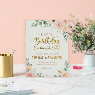 Elegant Floral Birthday Card – Happy Birthday Acrylic Sign