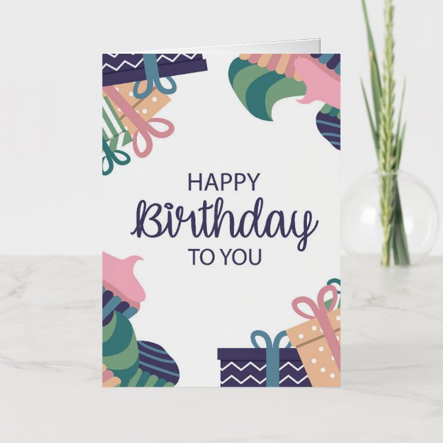 Elegant Floral Birthday Gift Greeting Card for her (Front)