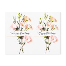 Elegant Floral Birthday Hand Written Text