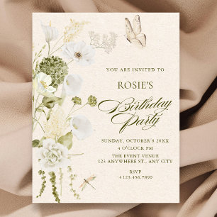 Elegant floral birthday invitation