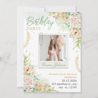 Elegant Floral Birthday Invitation