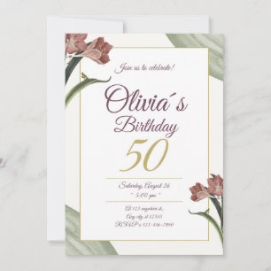 Elegant Floral Birthday Invitation Card – Customiz