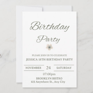 Elegant Floral Birthday Party Invitation – Minimal