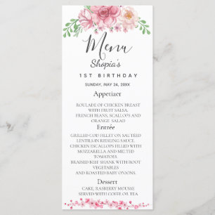 Elegant Floral Birthday Party Menu