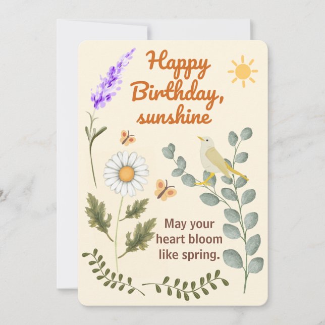 Elegant Floral Birthday - Pastel Garden Theme Card (Front)