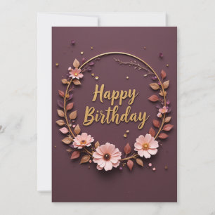 Elegant Floral Birthday Wreath Card