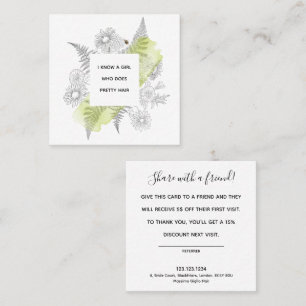 Elegant Floral Black And White Referral Card