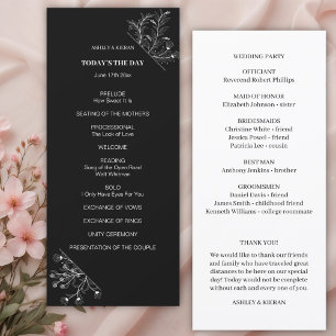Elegant Floral Black and White Wedding Program