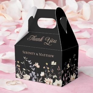 Elegant Floral Black Boho Wedding Thank You Favour Box