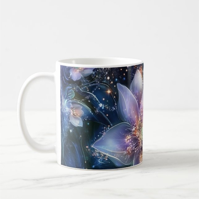 Elegant Floral Black Coffee Mug (Left)