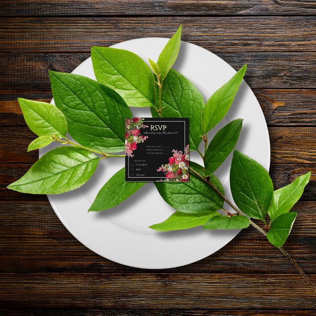 Elegant Floral Black Flower Photo Enclosure Card (Creator Uploaded)