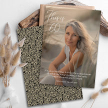 Elegant Floral Black Off White Photo 60 Birthday