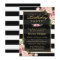 Elegant Floral Black White Stripes Birthday Party