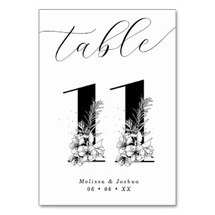 Elegant Floral Black & White Table 11 Table Number