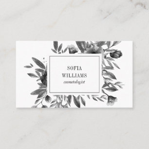 Elegant floral black white watercolor chic modern business card
