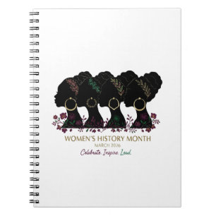 Elegant Floral Black Women's History Month 2026 Notebook