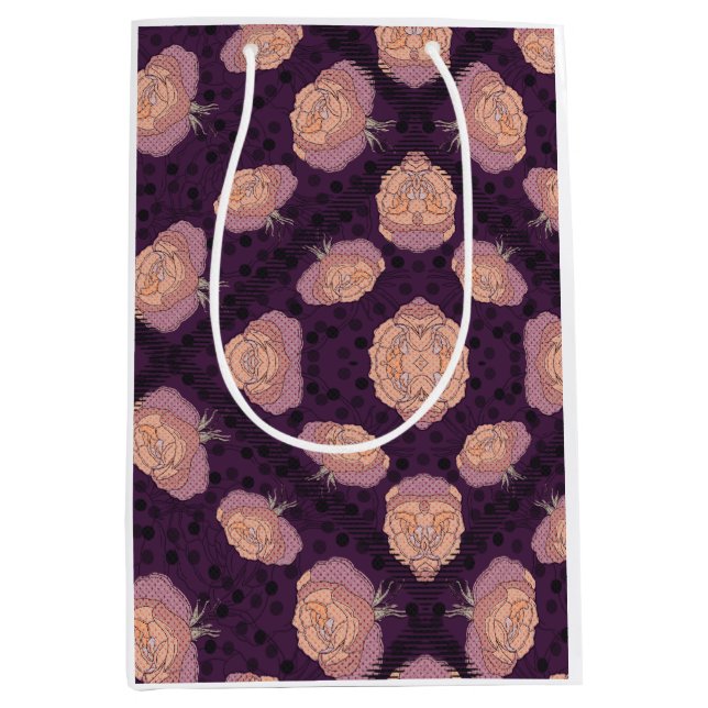 Elegant Floral Blanket – Cozy Botanical Throw  Medium Gift Bag (Front)