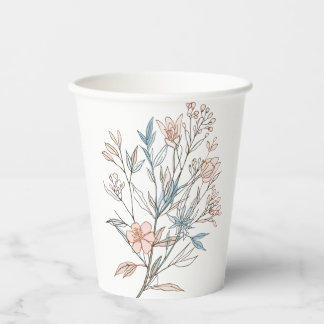 Elegant Floral Bloom Art | Modern Botanical Flower Paper Cups