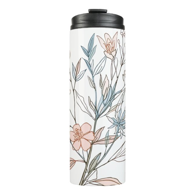 Elegant Floral Bloom Art | Modern Botanical Flower Thermal Tumbler (Front)